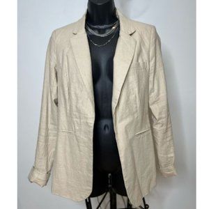 Carolina Bell Womens Open Front Blazer Jacket Slit Pocket Size S Beige